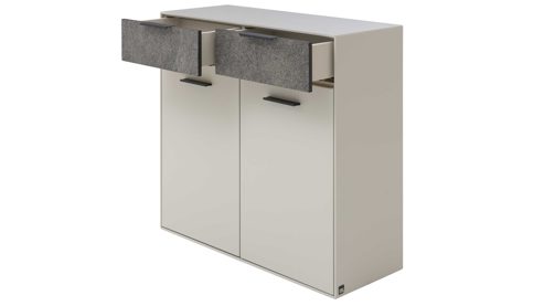 Garderoben-Set Interliving aus Holz in Weiß Interliving Garderoben Serie 6013 - Set 83 Sahara Creme & Granitfurnier - vierteilig