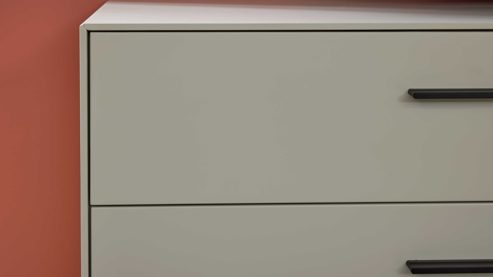 Lowboard Interliving aus Holz in Weiß Interliving Wohnzimmer Serie 2030 PLUS - Lowboard Sahara Creme & Granitfurnier - zwei Schubladen, Länge ca. 180 cm