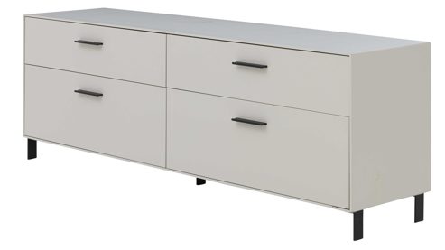 Lowboard Interliving aus Holz in Weiß Interliving Wohnzimmer Serie 2030 PLUS - Lowboard Sahara Creme & Granitfurnier - zwei Schubladen, Länge ca. 200 cm