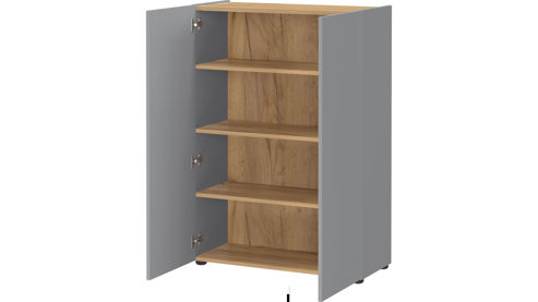 Schuhschrank KAWOO aus Holz in Grau KAWOO Garderobenprogramm GW-Alviano - Schuhschrank Naturgrau & Navarra Eiche - ca. 74 x 105 cm