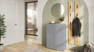 Schuhschrank KAWOO aus Holz in Grau KAWOO Garderobenprogramm GW-Alviano - Schuhschrank Naturgrau & Navarra Eiche - ca. 74 x 105 cm