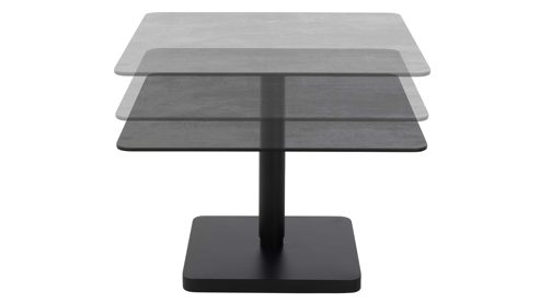 Couchtisch Interliving aus Keramik in Dunkelgrau Interliving Couchtisch Serie 6228 mit Liftfunktion titanfarbene Keramik & schwarzer Stahl - ca. 80 x 80 cm