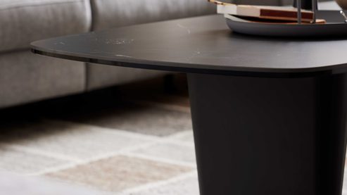 Couchtisch Interliving aus Keramik in Schwarz Interliving Couchtisch Serie 6227 Keramik Marquina & schwarzer Stahl - ca. 140 x 70 cm