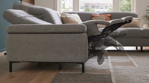 Funktion Interliving aus Metall in Transparent Interliving Sofa Serie 4064 - WallAway WAH1 motorisch, mit manueller Kopfteilverstellung