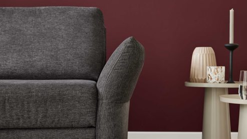 Schlafsofa Interliving aus Stoff in Anthrazit Interliving Schlafsofa Serie 4700 - Schlafsofa 140LÄ anthrazitfarbener Bezug Balu & Aluminiumfüße - Breite ca. 208 cm