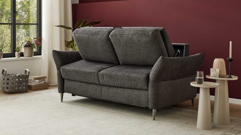 Schlafsofa Interliving aus Stoff in Anthrazit Interliving Schlafsofa Serie 4700 - Schlafsofa anthrazitfarbener Bezug Balu & Aluminiumfüße - Breite ca. 208 cm
