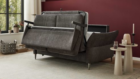 Schlafsofa Interliving aus Stoff in Anthrazit Interliving Schlafsofa Serie 4700 - Schlafsofa 140LÄ anthrazitfarbener Bezug Balu & Aluminiumfüße - Breite ca. 208 cm