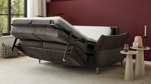 Schlafsofa Interliving aus Stoff in Anthrazit Interliving Schlafsofa Serie 4700 - Schlafsofa 160LÄ anthrazitfarbener Bezug Balu & Aluminiumfüße - Breite ca. 228 cm