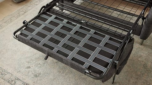 Schlafsofa Interliving aus Stoff in Anthrazit Interliving Schlafsofa Serie 4700 - Schlafsofa anthrazitfarbener Bezug Balu & Aluminiumfüße - Breite ca. 208 cm