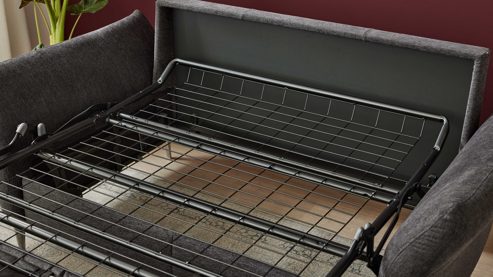 Schlafsofa Interliving aus Stoff in Anthrazit Interliving Schlafsofa Serie 4700 - Schlafsofa 160LÄ anthrazitfarbener Bezug Balu & Aluminiumfüße - Breite ca. 228 cm