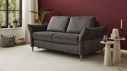 Schlafsofa Interliving aus Stoff in Anthrazit Interliving Schlafsofa Serie 4700 - Schlafsofa anthrazitfarbener Bezug Balu & Aluminiumfüße - Breite ca. 208 cm