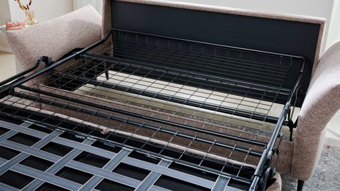 Schlafsofa Interliving aus Stoff in Rosa Interliving Schlafsofa Serie 4700 - Schlafsofa sienafarbener Webstoff Loft & schwarze Aluminiumfüße - Breite ca. 208 cm