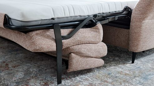 Schlafsofa Interliving aus Stoff in Rosa Interliving Schlafsofa Serie 4700 - Schlafsofa sienafarbener Webstoff Loft & schwarze Aluminiumfüße - Breite ca. 228 cm