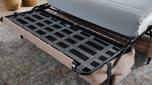 Schlafsofa Interliving aus Stoff in Rosa Interliving Schlafsofa Serie 4700 - Schlafsofa 120LÄ sienafarbener Webstoff Loft & schwarze Aluminiumfüße - Breite ca. 188 cm