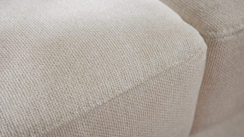 Schlafsofa Interliving aus Stoff in Weiß Interliving Schlafsofa Serie 4700 - Schlafsofa naturweißes Flachgewebe Cyber & schwarze Aluminiumfüße - Breite ca. 188 cm