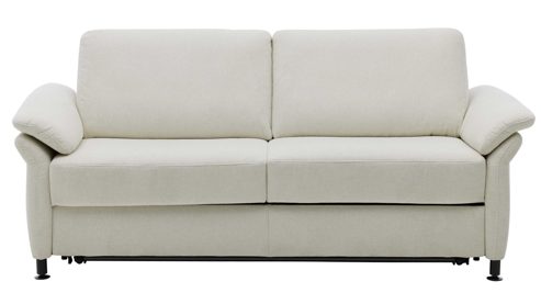 Schlafsofa Interliving aus Stoff in Weiß Interliving Schlafsofa Serie 4700 - Schlafsofa 160LÄ naturweißes Flachgewebe Cyber & schwarze Aluminiumfüße - Breite ca. 228 cm