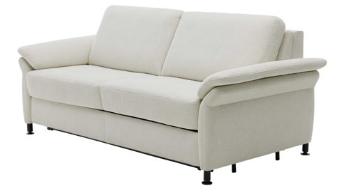 Schlafsofa Interliving aus Stoff in Weiß Interliving Schlafsofa Serie 4700 - Schlafsofa naturweißes Flachgewebe Cyber & schwarze Aluminiumfüße - Breite ca. 208 cm