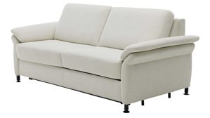 Schlafsofa Interliving aus Stoff in Weiß Interliving Schlafsofa Serie 4700 - Schlafsofa naturweißes Flachgewebe Cyber & schwarze Aluminiumfüße - Breite ca. 188 cm