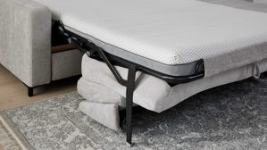 Ecksofa Interliving aus Stoff in Hellgrau Interliving Schlafsofa Serie 4700 - Ecksofa mit Schlaffunktion silberfarbener Bezug Toni & schwarze Metallfüße - Stellfläche ca. 270 x 190 cm