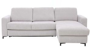 Ecksofa Interliving aus Stoff in Hellgrau Interliving Schlafsofa Serie 4700 - Ecksofa mit Schlaffunktion silberfarbener Bezug Toni & schwarze Metallfüße - Stellfläche ca. 270 x 190 cm