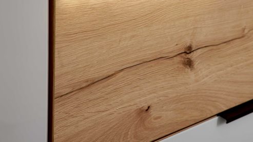 Kleiderschrank Interliving aus Holz in Hellgrau Interliving Schlafzimmer Serie 1034 – Kleiderschrank champagnerfarbenes Glas & Kernholz – sechs Türen & zwei Schubladen, Breite ca. 300 cm