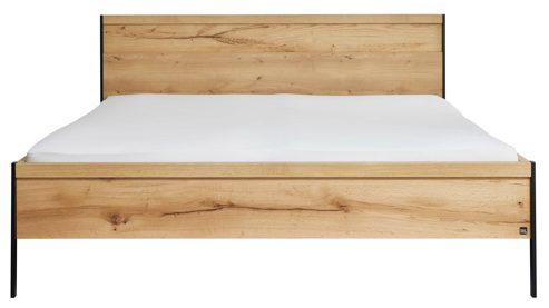 Bettgestell Interliving aus Holz in Holzfarben Interliving Schlafzimmer Serie 1034 – Bettgestell Bianco Eiche & Schwarz - Liegefläche ca. 180 x 200 cm