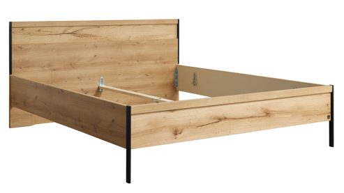 Bettgestell Interliving aus Holz in Holzfarben Interliving Schlafzimmer Serie 1034 – Bettgestell Bianco Eiche & Schwarz - Liegefläche ca. 180 x 200 cm