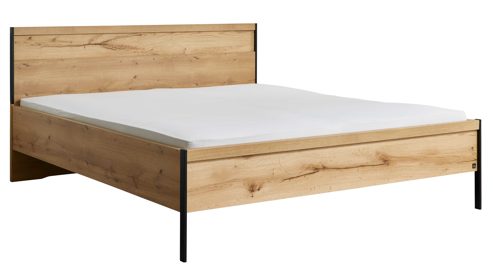 Bettgestell Interliving aus Holz in Holzfarben Interliving Schlafzimmer Serie 1034 – Bettgestell Bianco Eiche & Schwarz - Liegefläche ca. 180 x 200 cm