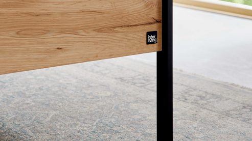 Bettgestell Interliving aus Holz in Holzfarben Interliving Schlafzimmer Serie 1034 – Bettgestell Bianco Eiche & Schwarz - Liegefläche ca. 180 x 200 cm