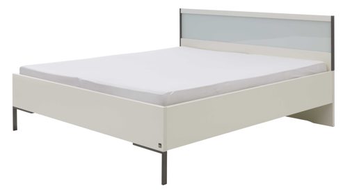 Bettgestell Interliving aus Holz in Weiß Interliving Schlafzimmer Serie 1033 – Bettgestell weißes Glas & Holz - Liegefläche ca. 180 x 200 cm