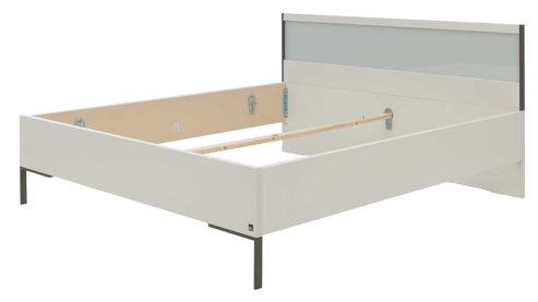 Bettgestell Interliving aus Holz in Weiß Interliving Schlafzimmer Serie 1033 – Bettgestell weißes Glas & Holz - Liegefläche ca. 180 x 200 cm