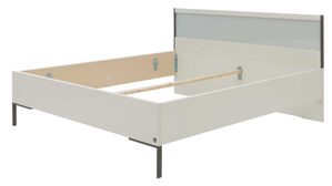 Bettgestell Interliving aus Holz in Weiß Interliving Schlafzimmer Serie 1033 – Bettgestell weißes Glas & Holz - Liegefläche ca. 180 x 200 cm
