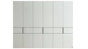 Kleiderschrank Interliving aus Holz in Weiß Interliving Schlafzimmer Serie 1033 – Kleiderschrank weißes Glas & Holz – sechs Türen, Breite ca. 300 cm