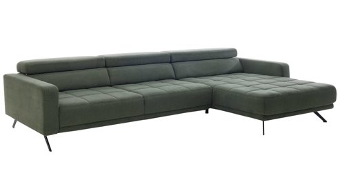 Ecksofa Interliving aus Stoff in Grün Interliving Sofa Serie 4303 – Ecksofa moosgrüner Pfotenstoff Cyber - Stellfläche ca. 323 x 190 cm