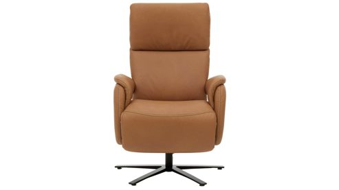 Relaxsessel Interliving aus Leder in Braun Interliving Sessel Serie 4566 haselnussfarbenes Leder Punch & schwarzer Sternfuß