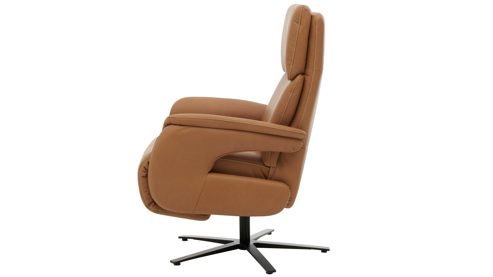 Relaxsessel Interliving aus Leder in Braun Interliving Sessel Serie 4566 haselnussfarbenes Leder Punch & schwarzer Sternfuß