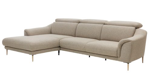 Ecksofa Interliving aus Stoff in Beige Interliving Sofa Serie 4461 - Ecksofa sandfarbener Bezug Mido 64 & schwarze Metallfüße - Stellfläche ca. 185 x 290 cm