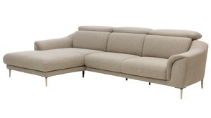 Ecksofa Interliving aus Stoff in Beige Interliving Sofa Serie 4461 - Ecksofa sandfarbener Bezug Mido 64 & schwarze Metallfüße - Stellfläche ca. 185 x 290 cm