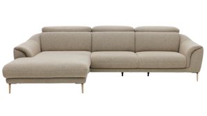 Ecksofa Interliving aus Stoff in Beige Interliving Sofa Serie 4461 - Ecksofa sandfarbener Bezug Mido 64 & schwarze Metallfüße - Stellfläche ca. 185 x 290 cm