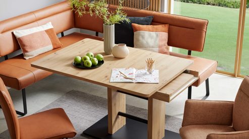 Auszugtisch Interliving aus Holz in Holzfarben Interliving Esszimmer Serie 5505 - Ausziehtisch Artisaneiche & Schwarz - ca. 130 - 178 x 90 cm