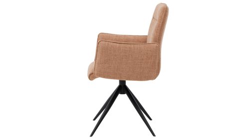 Vierfußstuhl Interliving aus Stoff in Hellbraun Interliving Esszimmer Serie 5505 - Armlehnstuhl mit Drehfunktion hellbraunes Flachgewebe 985-72 & schwarzes Metall