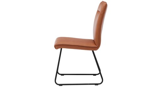 Polsterstuhl Interliving aus Stoff in Hellbraun Interliving Esszimmer Serie 5505 - Esszimmerstuhl caramelfarbene Mikrofaser 925-72 & schwarzes Metall