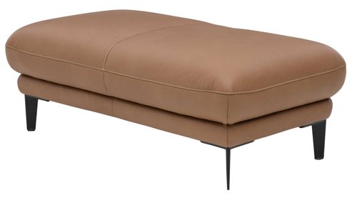Polsterhocker Interliving aus Leder in Braun Interliving Sofa Serie 4461 - XXL-Hocker haselnussfarbenes Leder Punch & schwarze Aluminiumfüße - ca. 120 x 65 cm