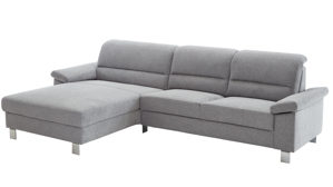 Ecksofa Dietsch. aus Stoff in Hellgrau Polsterprogramm Enjoy Select- Ecksofa platinfarbener Bezug Mito - ca. 310 x 185 cm