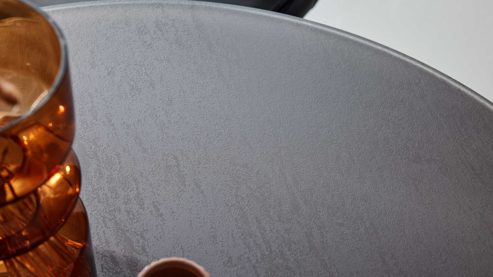 Bartisch Interliving aus Glas in Dunkelgrau Interliving Esszimmer Serie 5122 – Bartisch graues Glas & Edelstahl - Durchmesser ca. 90 cm