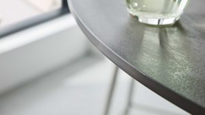 Bartisch Interliving aus Glas in Dunkelgrau Interliving Esszimmer Serie 5122 – Bartisch graues Glas & Edelstahl - Durchmesser ca. 90 cm