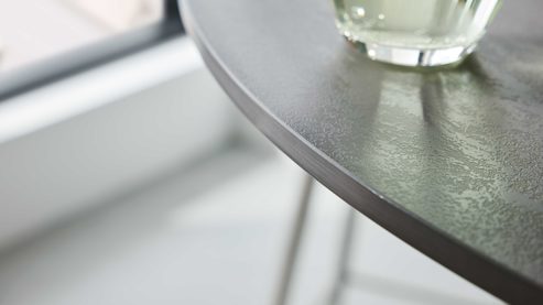 Bartisch Interliving aus Glas in Dunkelgrau Interliving Esszimmer Serie 5122 – Bartisch graues Glas & Edelstahl - Durchmesser ca. 90 cm