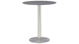 Bartisch Interliving aus Glas in Dunkelgrau Interliving Esszimmer Serie 5122 – Bartisch graues Glas & Edelstahl - Durchmesser ca. 90 cm