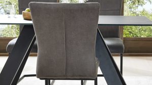 Schwingstuhl Interliving aus Kunstfaser in Dunkelgrau Interliving Esszimmer Serie 5122 – Schwingstuhl onyxfarbene Mikrofaser & mattschwarzes Metall