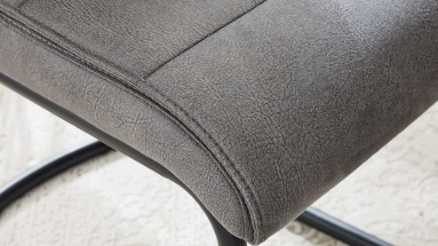 Schwingstuhl Interliving aus Kunstfaser in Dunkelgrau Interliving Esszimmer Serie 5122 – Schwingstuhl onyxfarbene Mikrofaser & mattschwarzes Metall